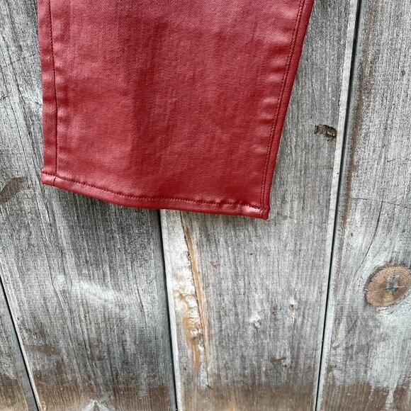 DAZE Daily Driver Coated Cropped Jeans in Wine Lips Womens 32 Burgundy Red NWT - Picture 13 of 16